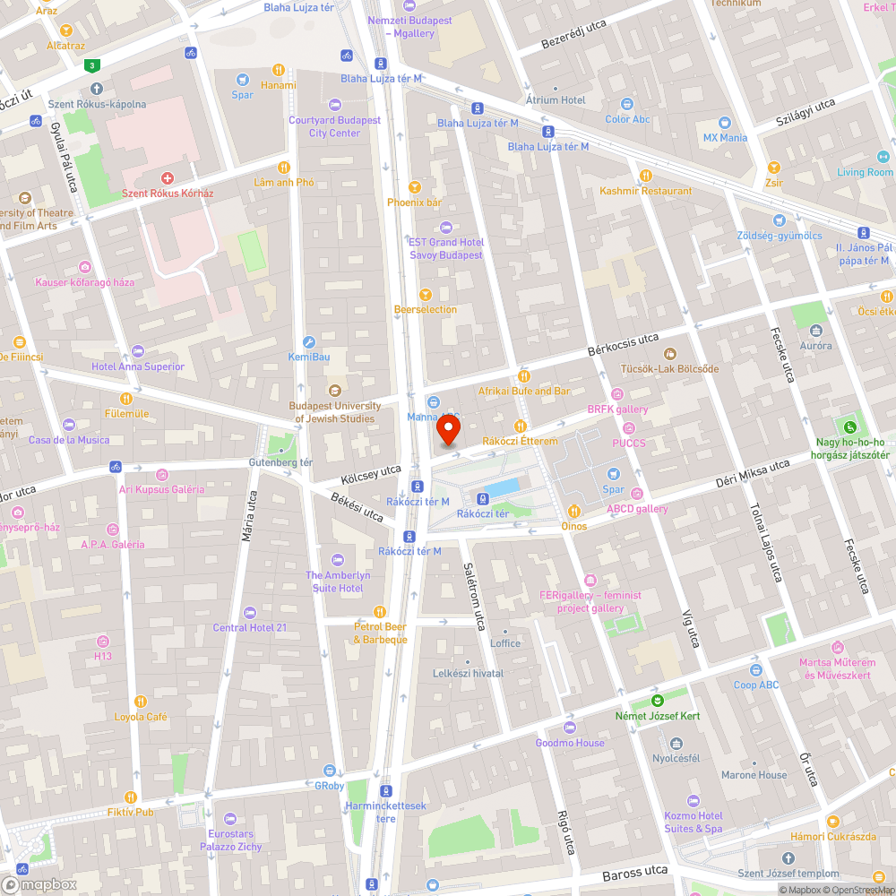 Rákóczi tér zöldterületei több hete szemetesek bejelentés helye