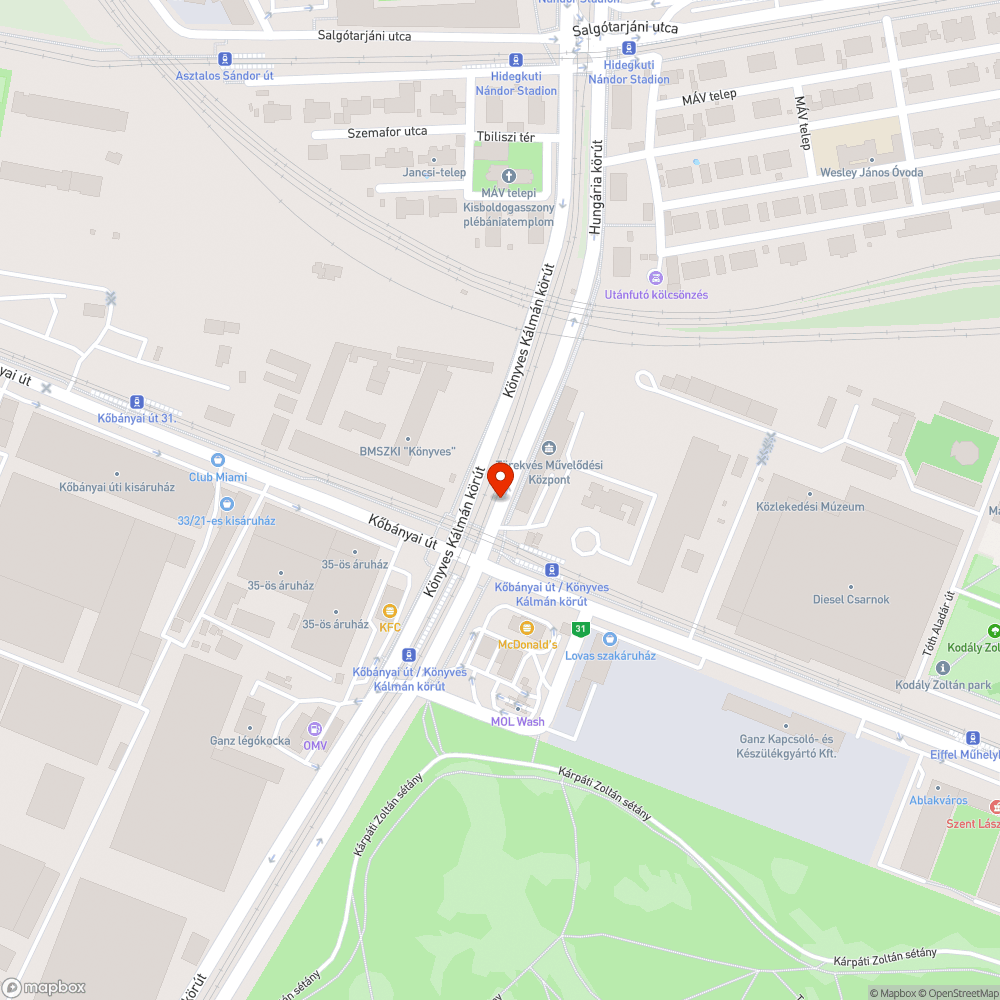 Veszélyes bicikliút bejelentés helye