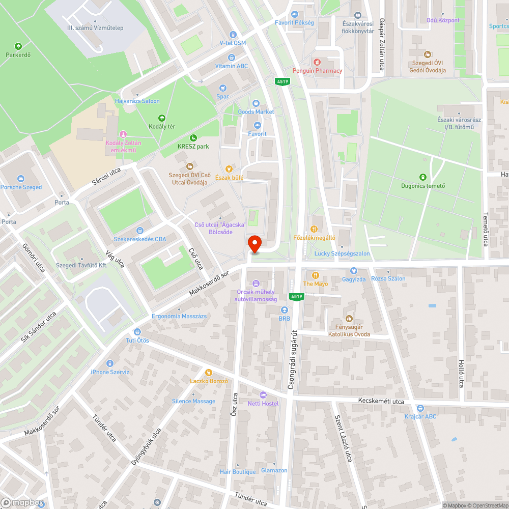 Gyökérzet miatt felemelkedő aszfalt bejelentés helye