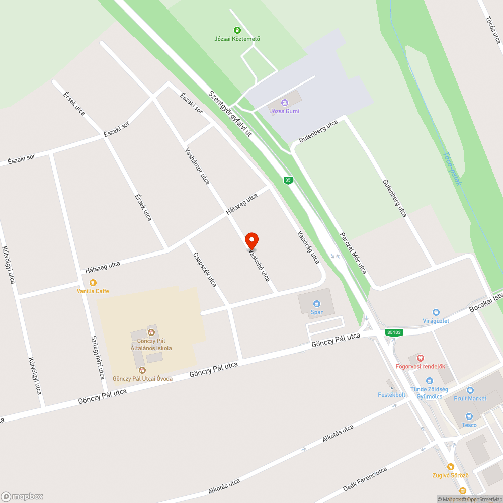 Beszakadt út bejelentés helye