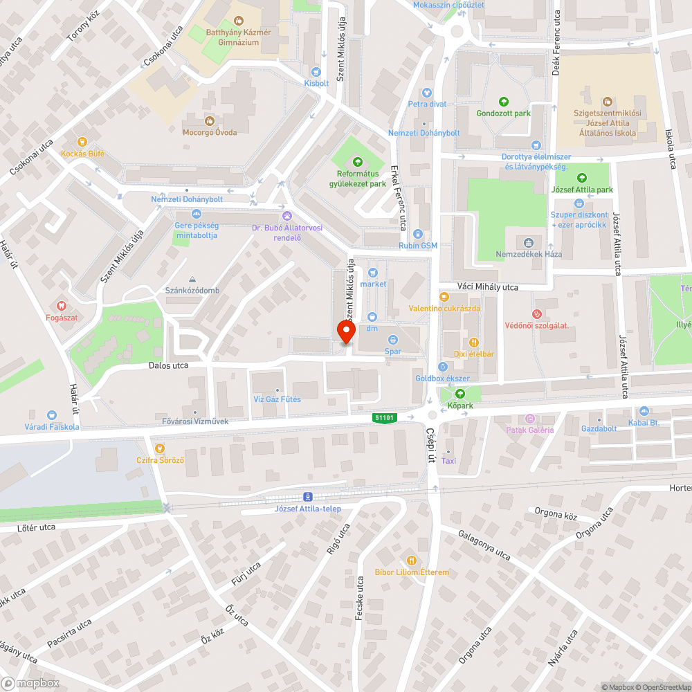 Veszélyes kátyúk bejelentés helye