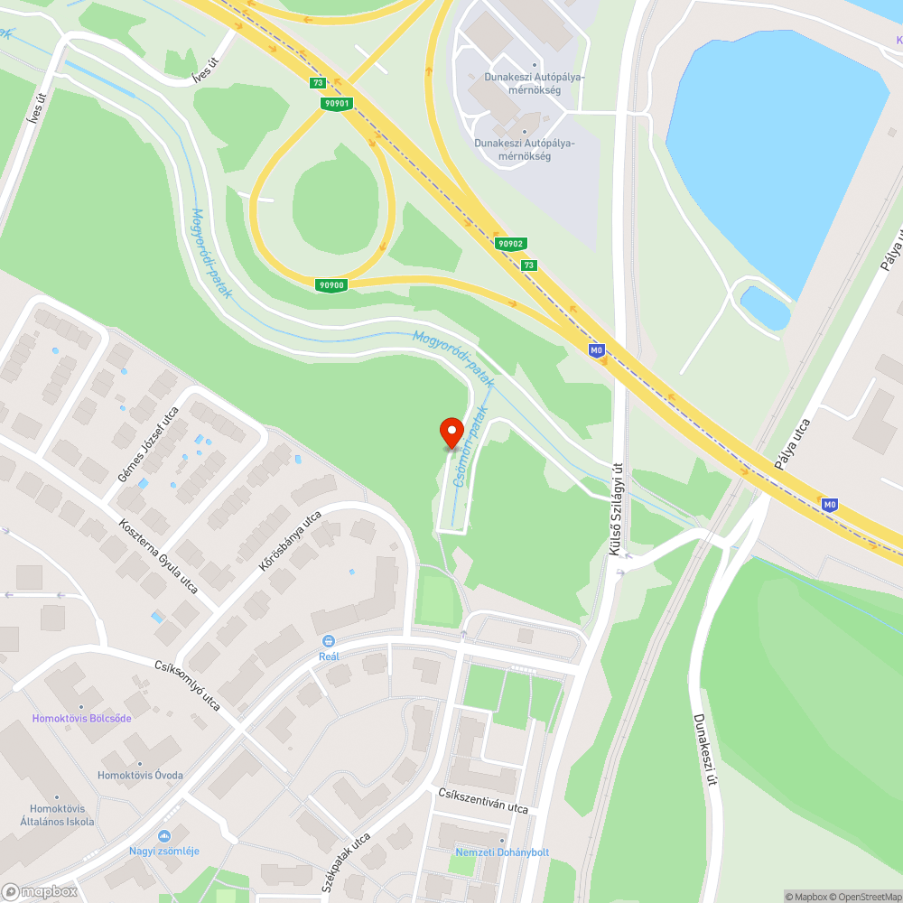 Bevásárlókocsi a patakban bejelentés helye