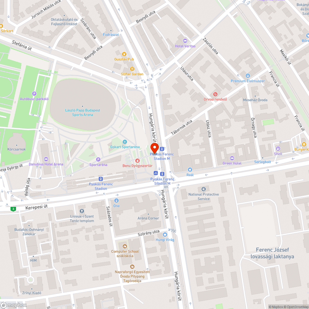 Hiányzó fák a Puskás stadionnál bejelentés helye