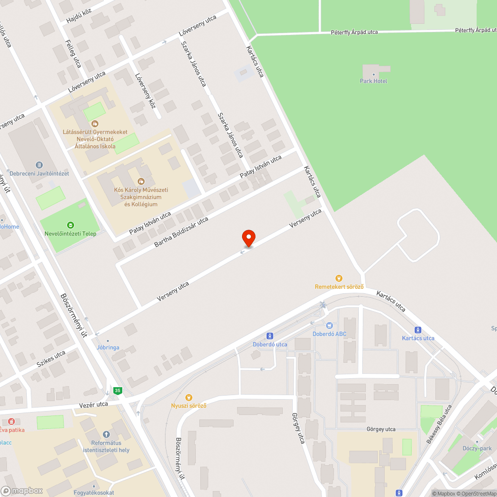 Nem jelölt útzár bejelentés helye