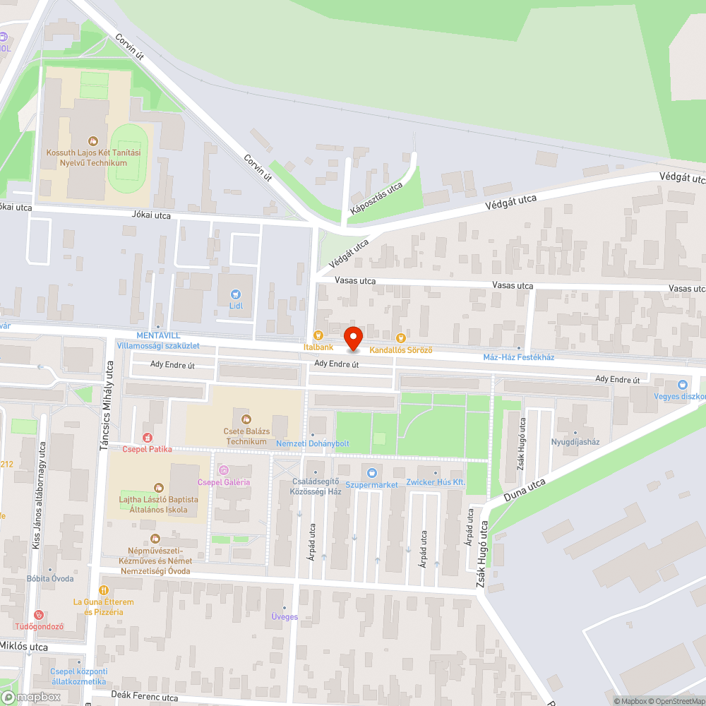 Védgát utca megálló kátyúi bejelentés helye