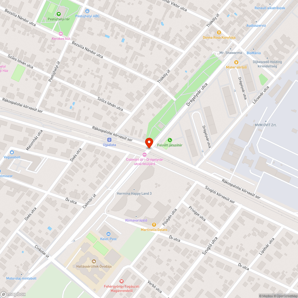 A Csömöri úti felüljáró graffiti szennyezett bejelentés helye