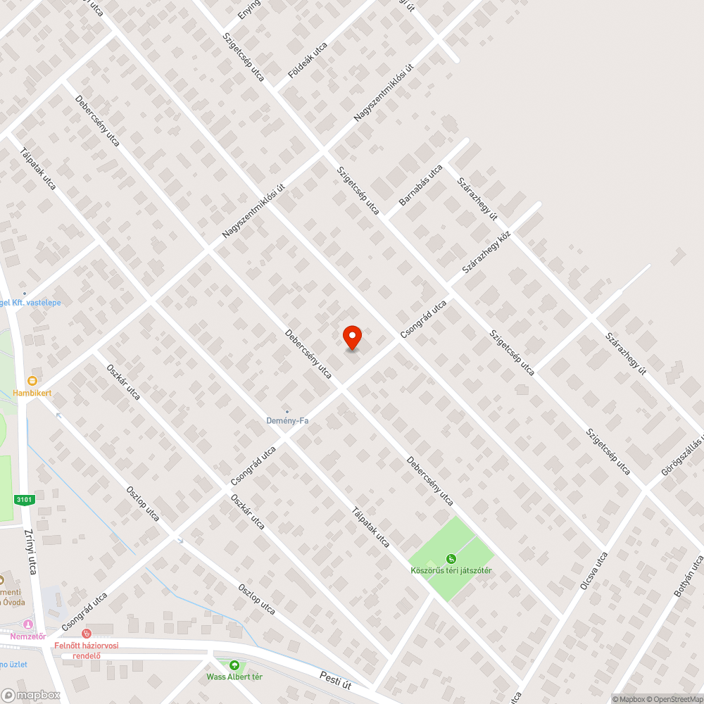 Elütött süni bejelentés helye