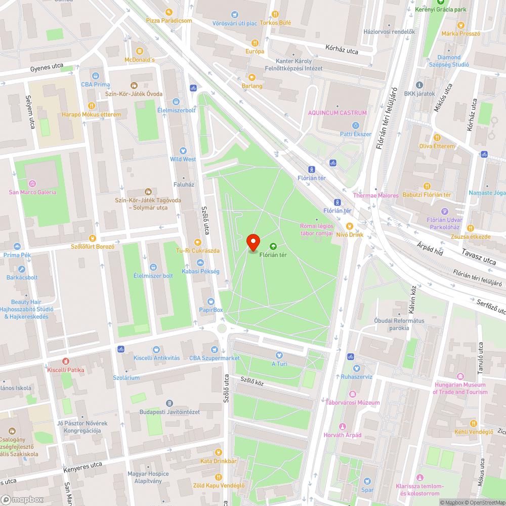 Járdák hiánya a Flórián téren bejelentés helye