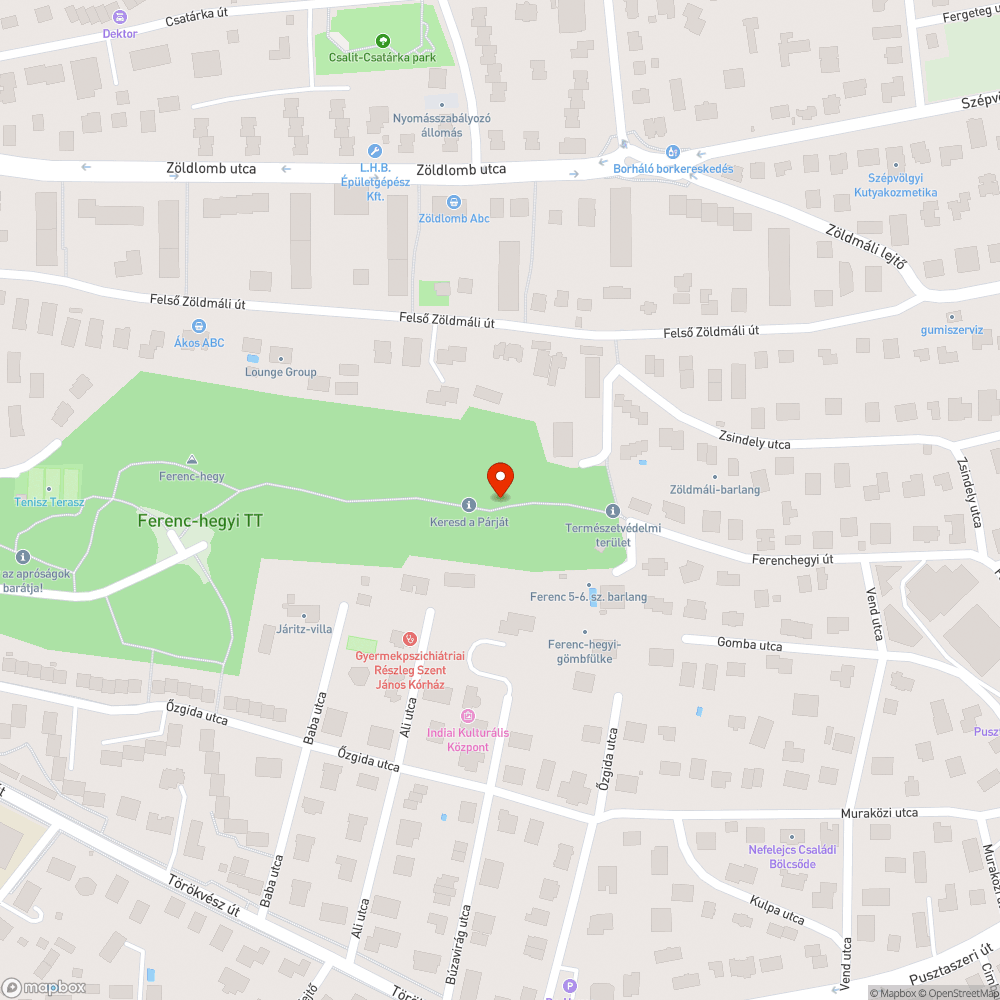 Ferenc-hegyi tanösvény szemetesei bejelentés helye