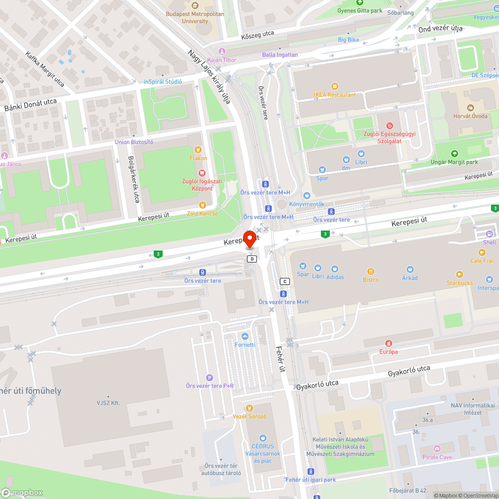 Örs vezér tere járda kátyú bejelentés helye