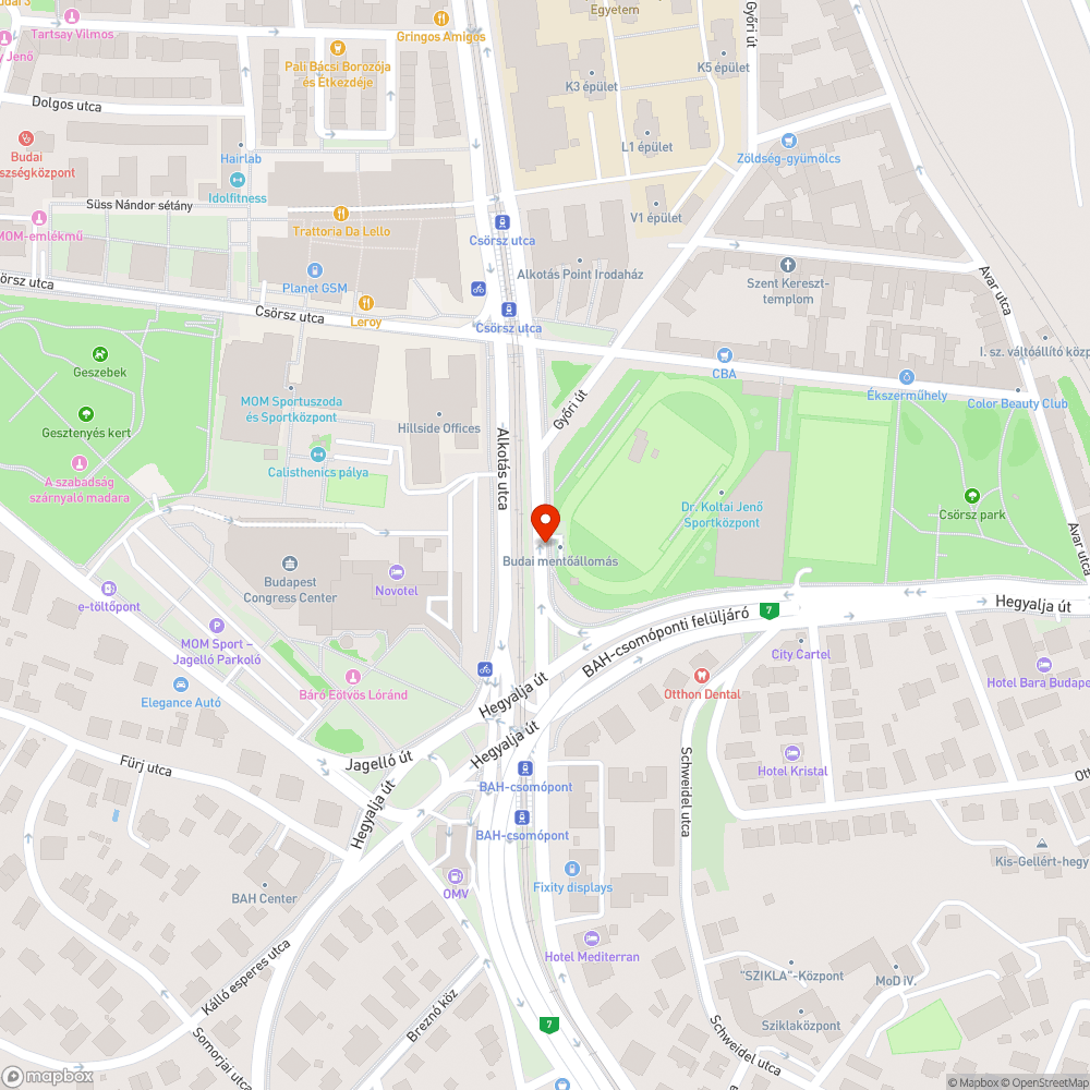 Alkotás utcában kátyú bejelentés helye