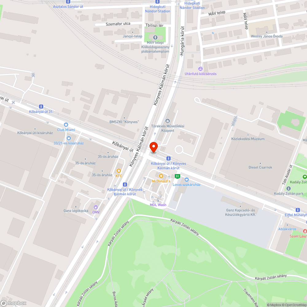 Kiégett zöld lámpa bejelentés helye