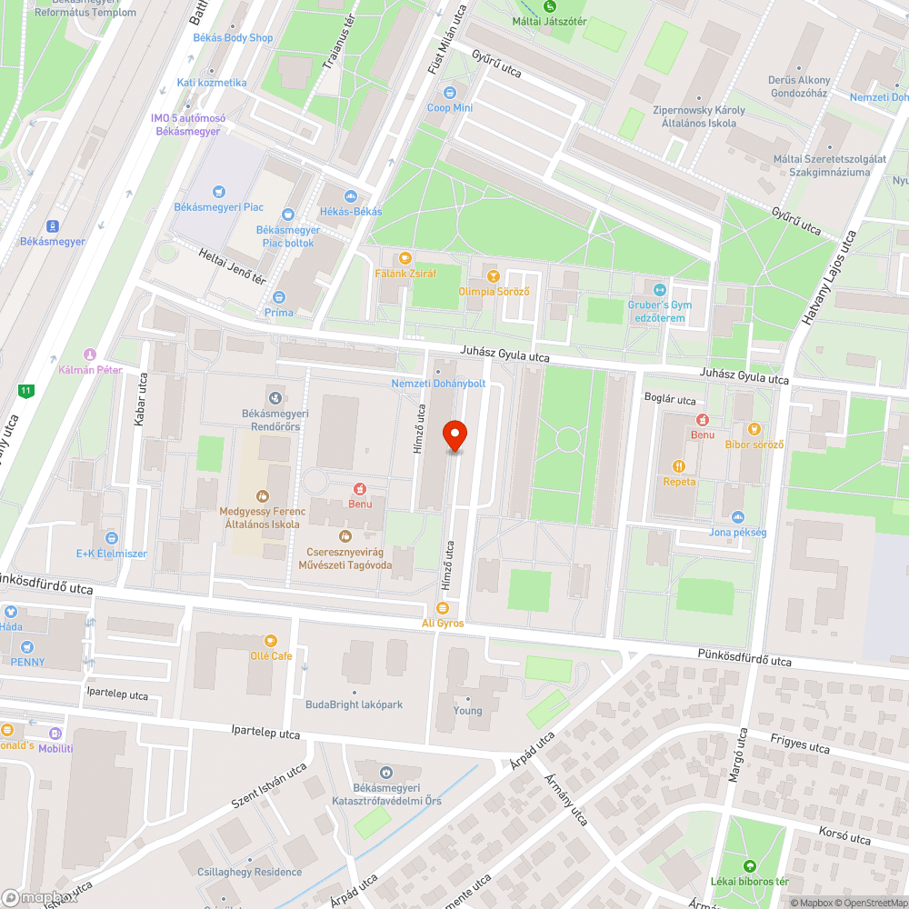 Kiszáradt fa bejelentés helye