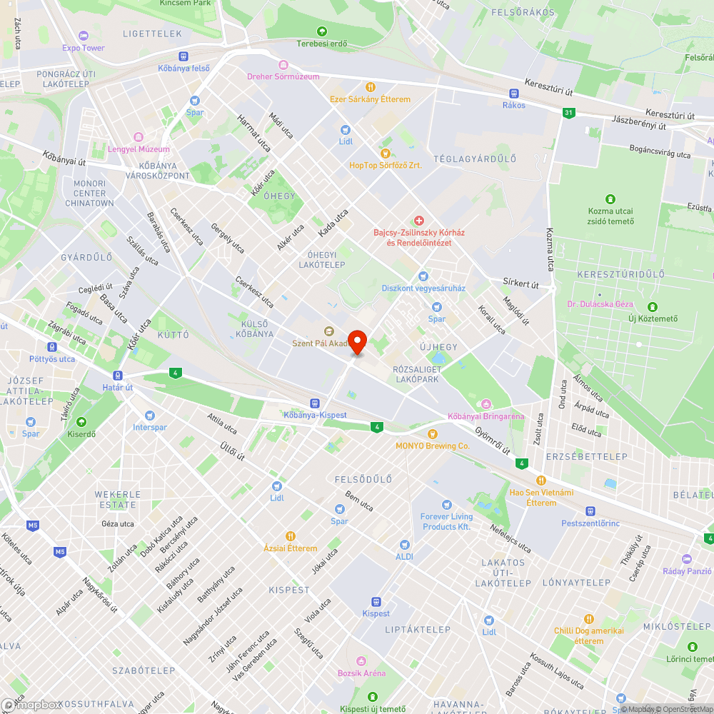 Megdőlt oszlop megrongált táblával bejelentés helye