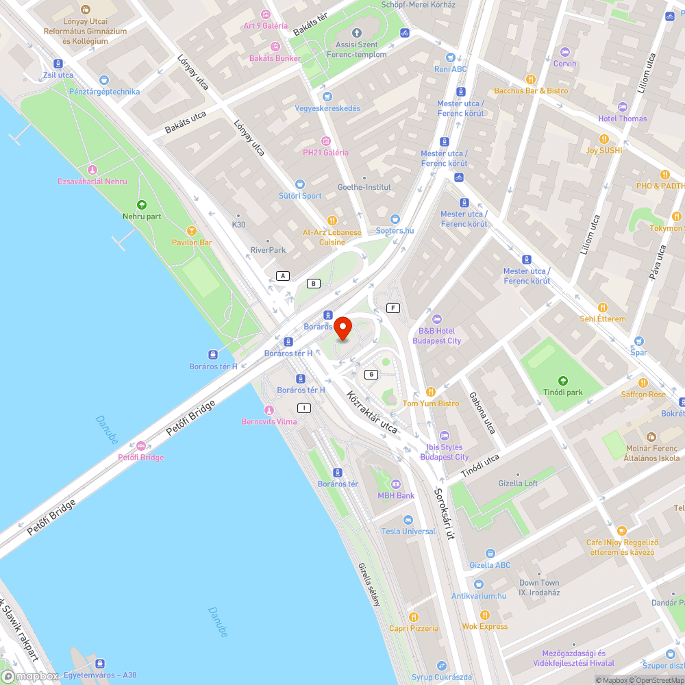 Boráros tér - Eldőlt kőtömb bejelentés helye