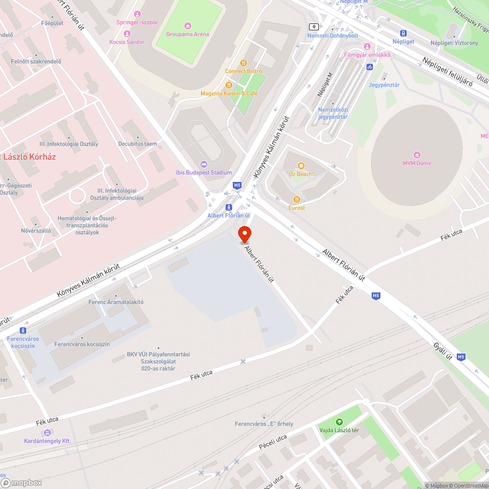 Koszos, szemetes Albert Flórián út bejelentés helye