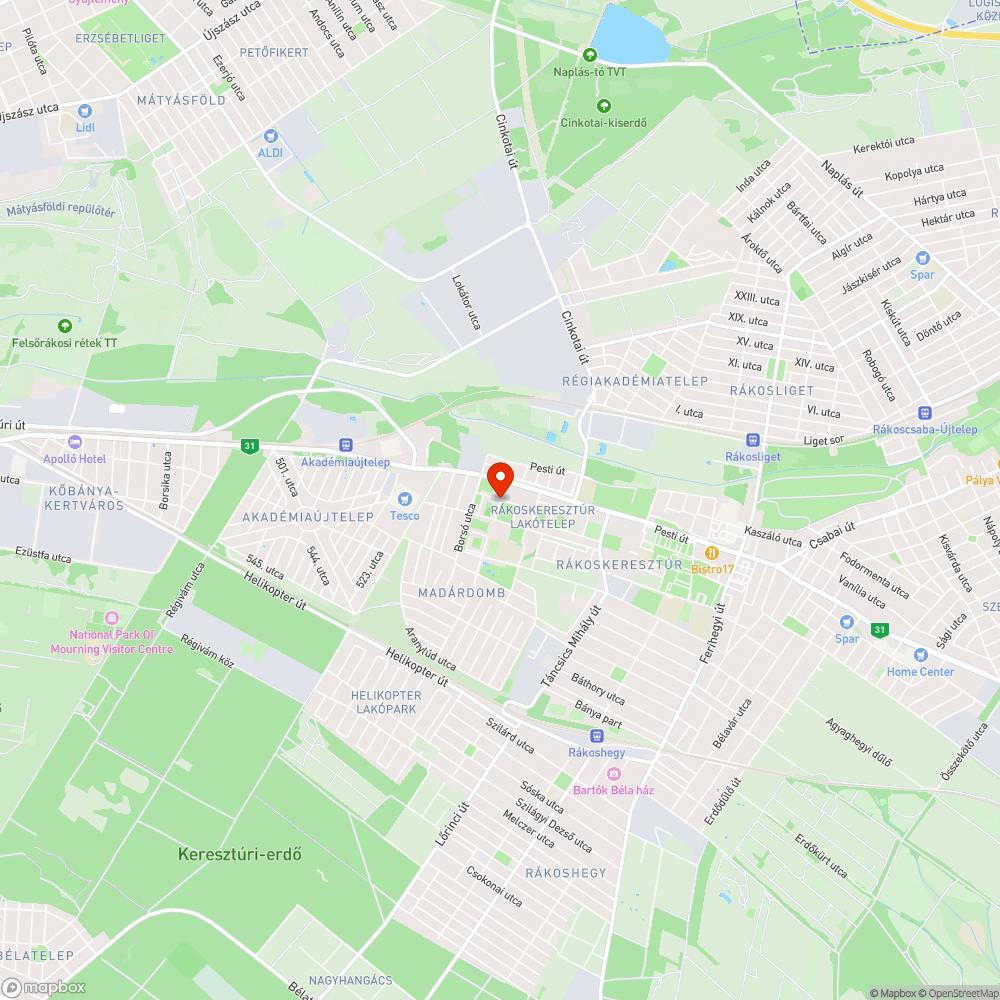 Kátyú bejelentés helye