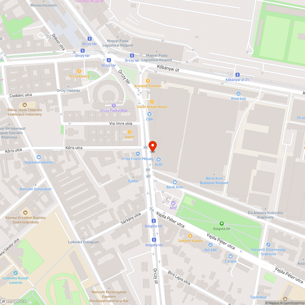 Folyamatosan úttestre szóródó kavics bejelentés helye