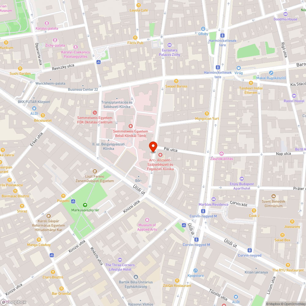 Szemészeti Klinika keskeny járda bejelentés helye