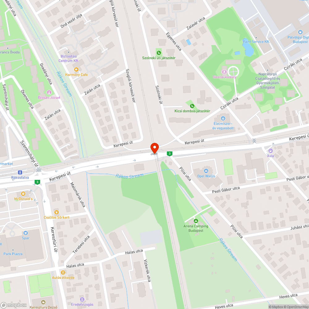 Kátyú bejelentés helye