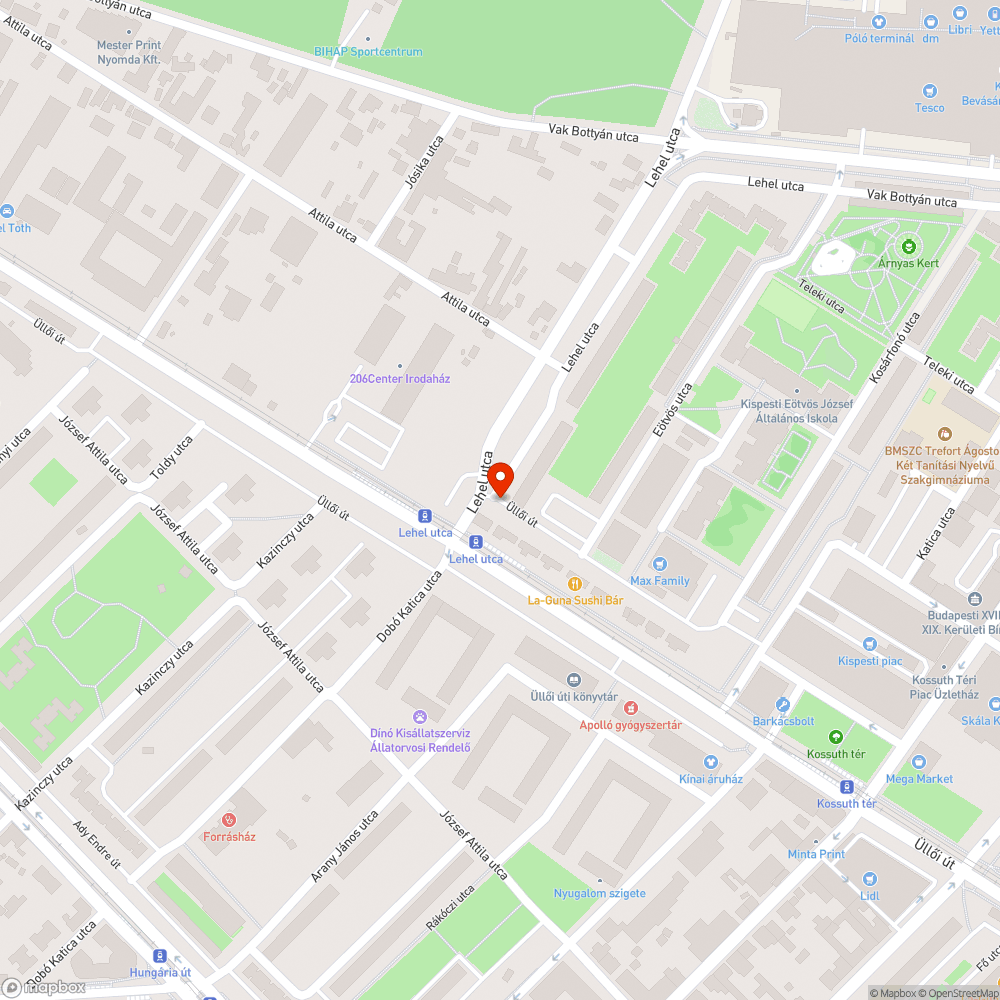 Kátyú bejelentés helye