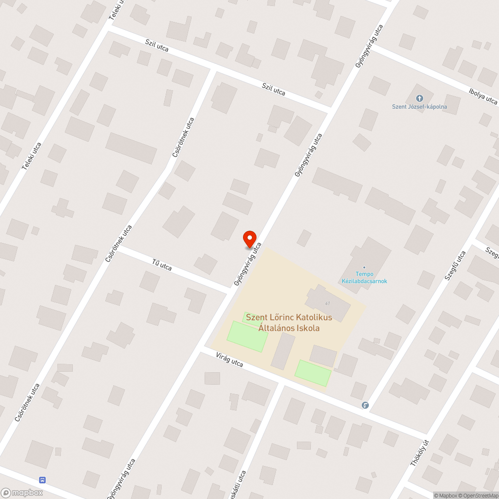 Gyöngyvirág utca burkolat hiba 3 bejelentés helye