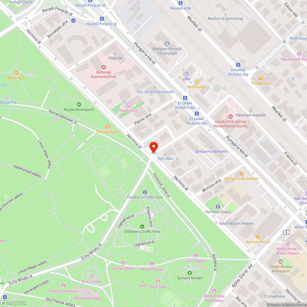 Hiányzó zebra a Hermina úton bejelentés helye