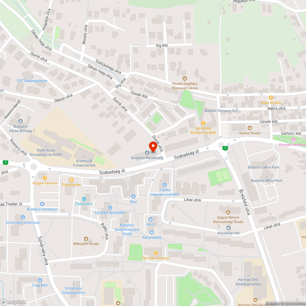 Kátyúk a Szabadság úton bejelentés helye