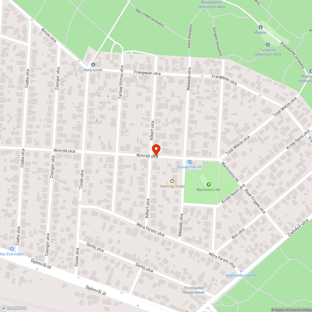 Hiányzó fák bejelentés helye