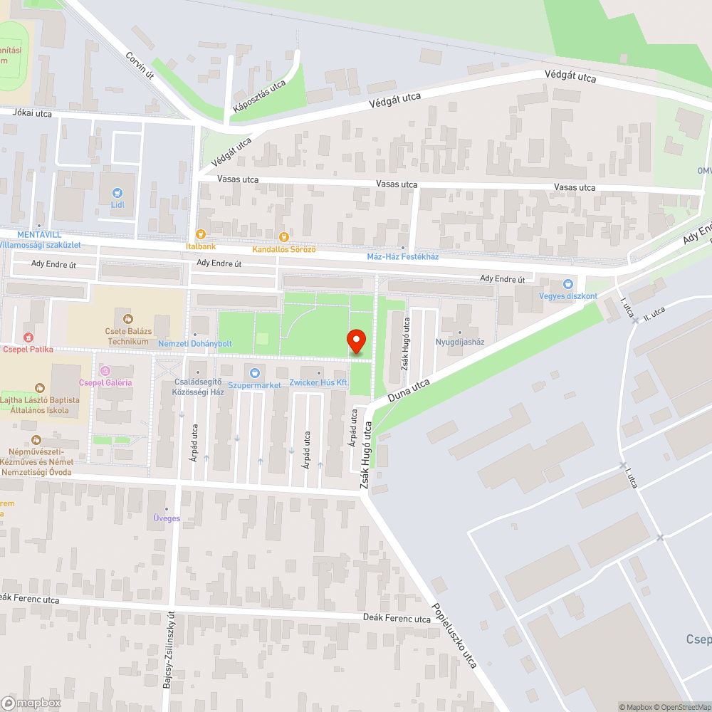 Folyamatosan folyó köz csap bejelentés helye