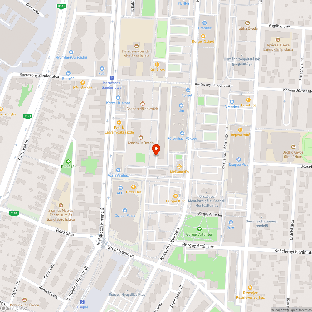 Sérült fekvőrendőr bejelentés helye