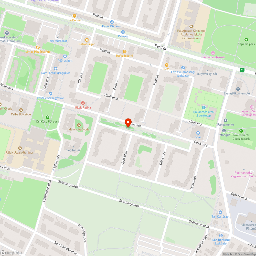 Veszélyes, mély kátyú bejelentés helye