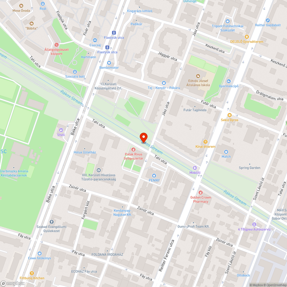 Bálványfa csemeték a Rákos-patak parton bejelentés helye