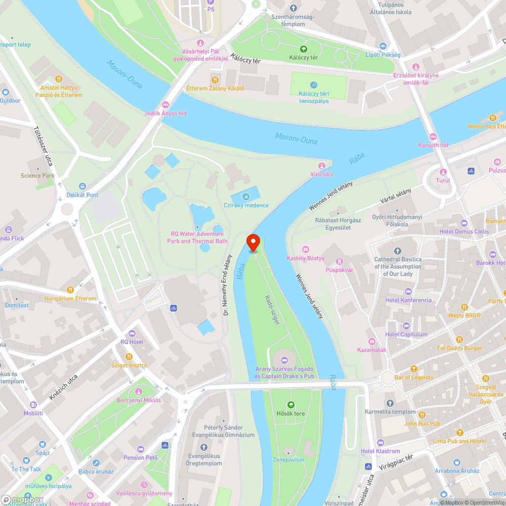 Egy kukatartó van a Rába folyó partján bejelentés helye