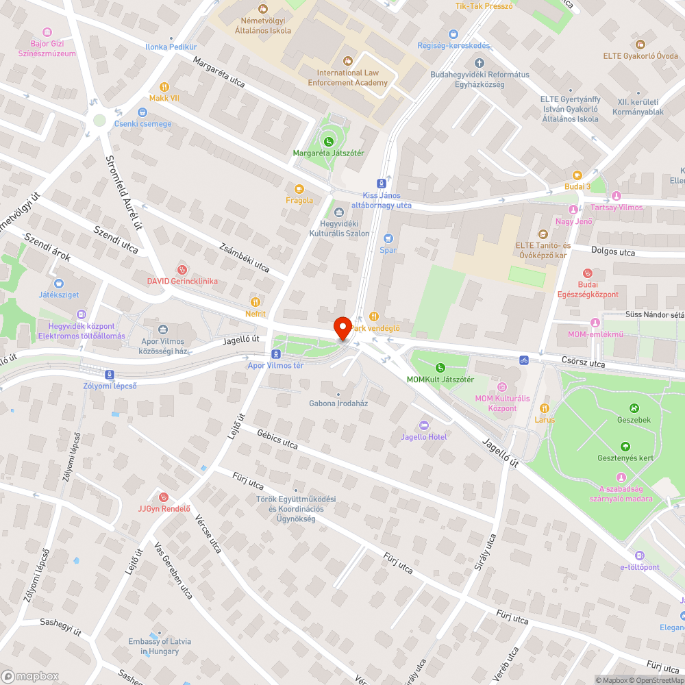 Apor Vilmos park gyalogos átkelő lámpája bejelentés helye