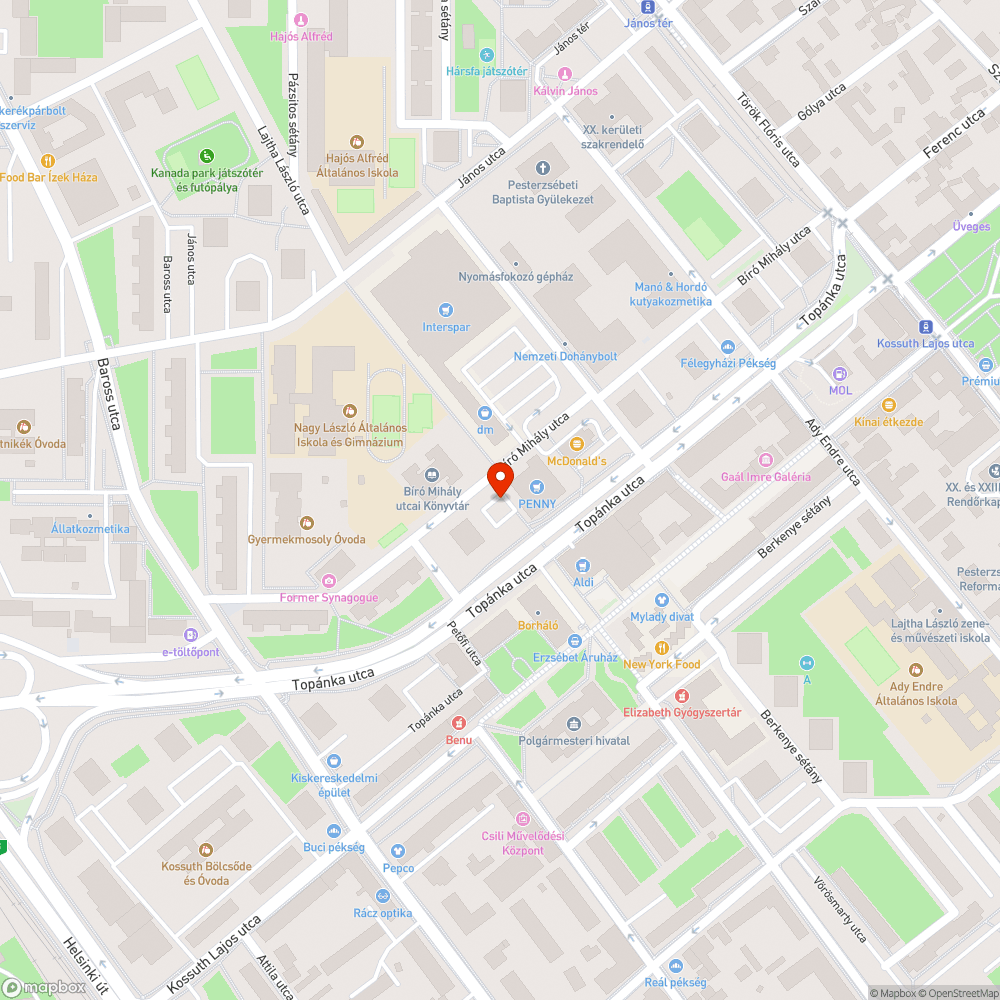 Több mint tíz cm mély kátyú (Penny) bejelentés helye