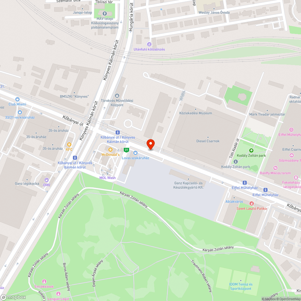 Szétesett trafó oszlop bejelentés helye