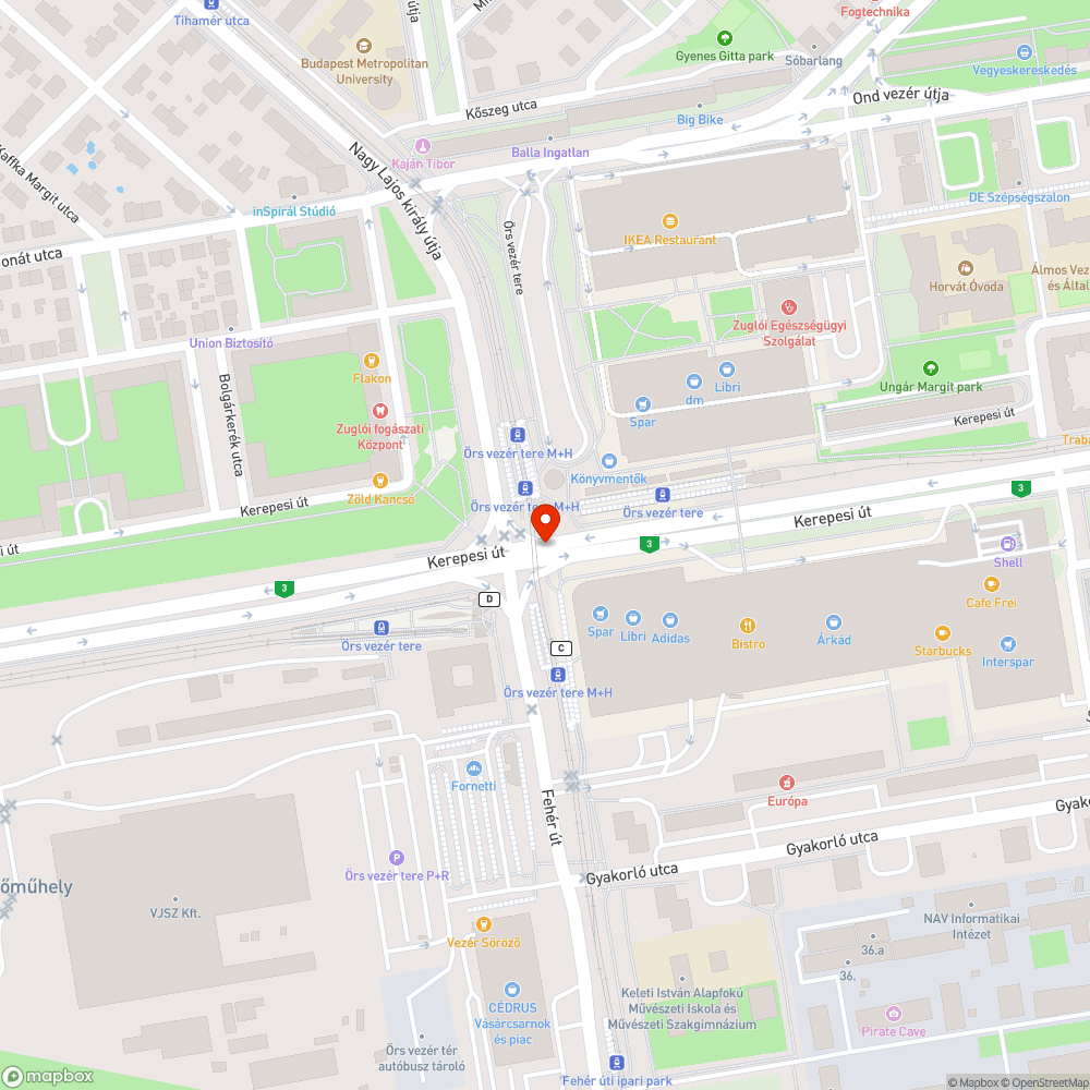 Javítsák a kerékpárutat az Örsön! bejelentés helye