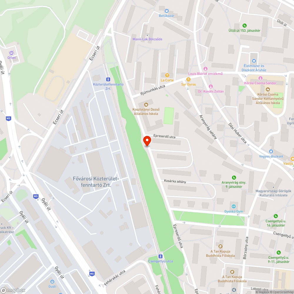 Útra belógó fák több szakaszon, Epreserdő út bejelentés helye