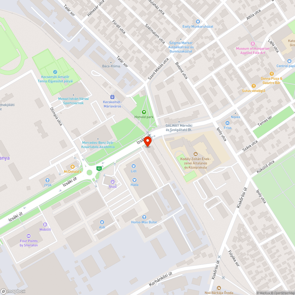 Gazdasági totálkárt okozó kátyú bejelentés helye