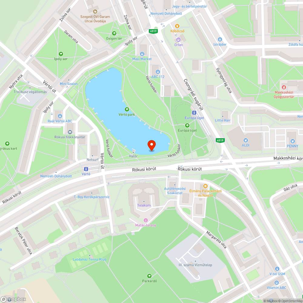 Kidőlt fűzfa a Vértó melletti futópályán bejelentés helye