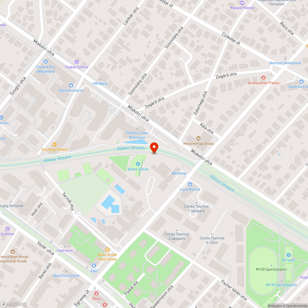 Szemét a Rákos-patak partján bejelentés helye