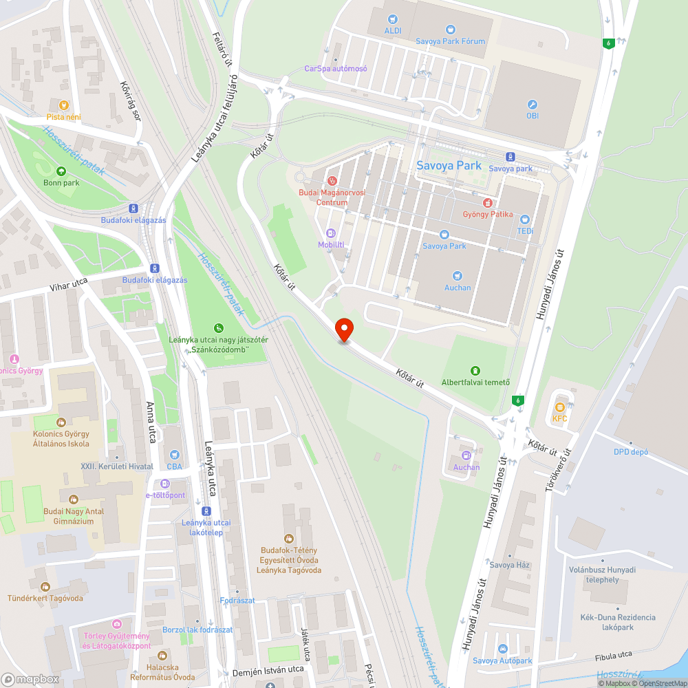 Hibás kerékpárút bejelentés helye