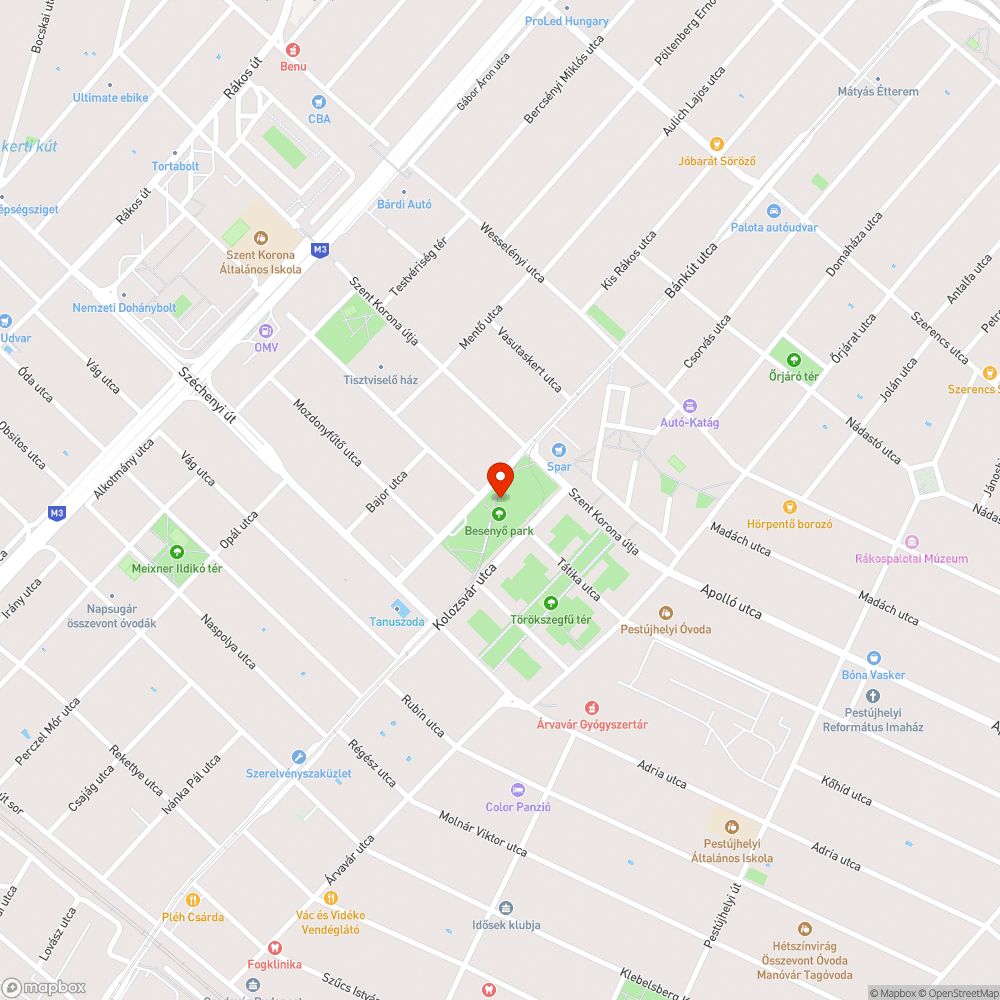 Besenyő park tönkrement padjai bejelentés helye