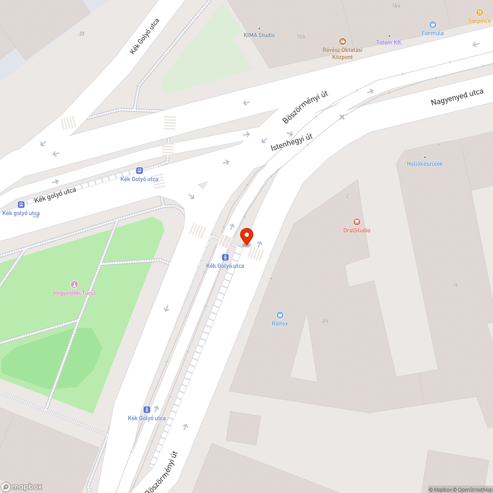 59-es villamos Kékgolyó utcai megállója bejelentés helye