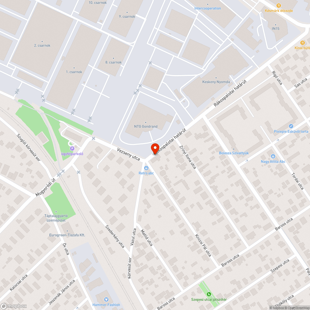 1 m²-es kátyú bejelentés helye