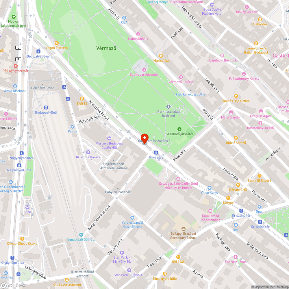 Kátyús villamospálya bejelentés helye