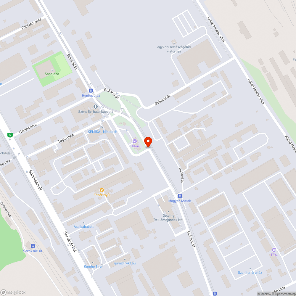 Gubacsi út kátyú bejelentés helye