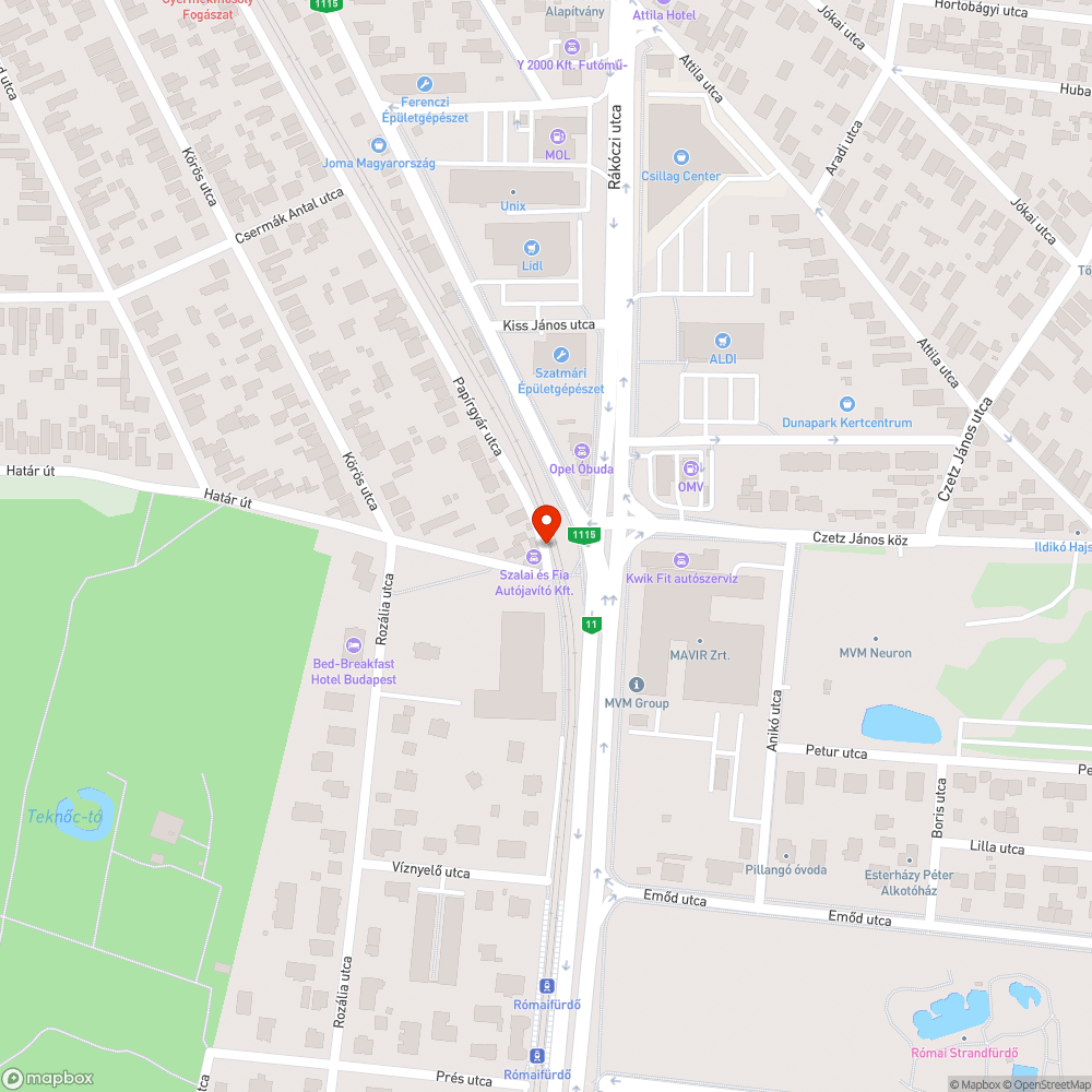 Kátyúk az úttesten bejelentés helye