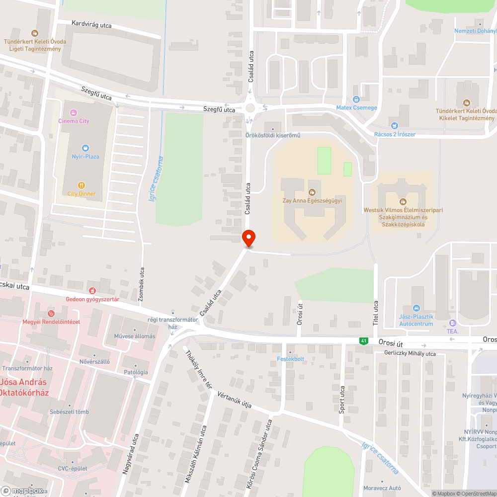 Megsüllyedt csatorna - Család u. bejelentés helye